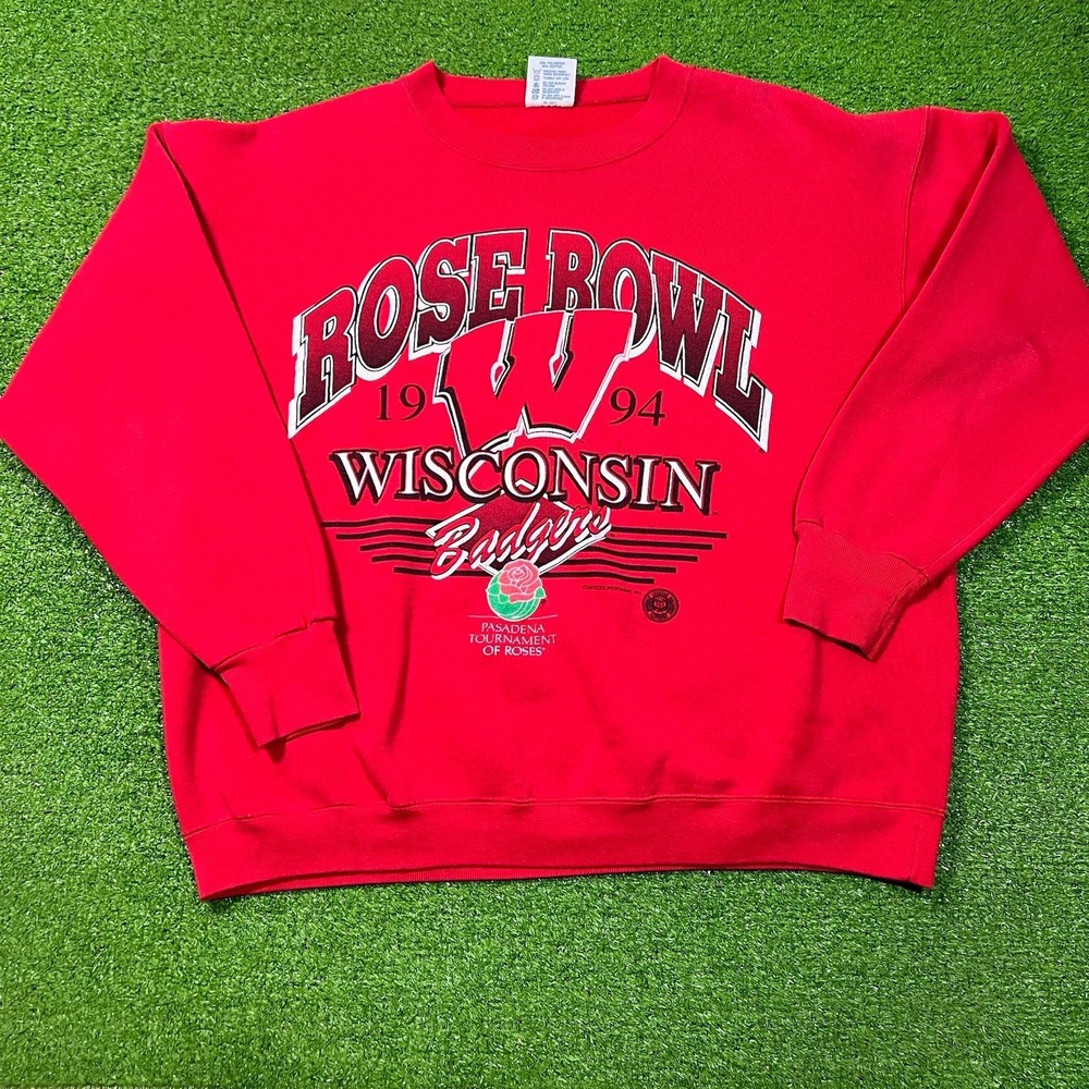 Vintage Wisconsin Badgers Sweatshirt XL UW Rose Bowl Pull Over Red 1994 EUC